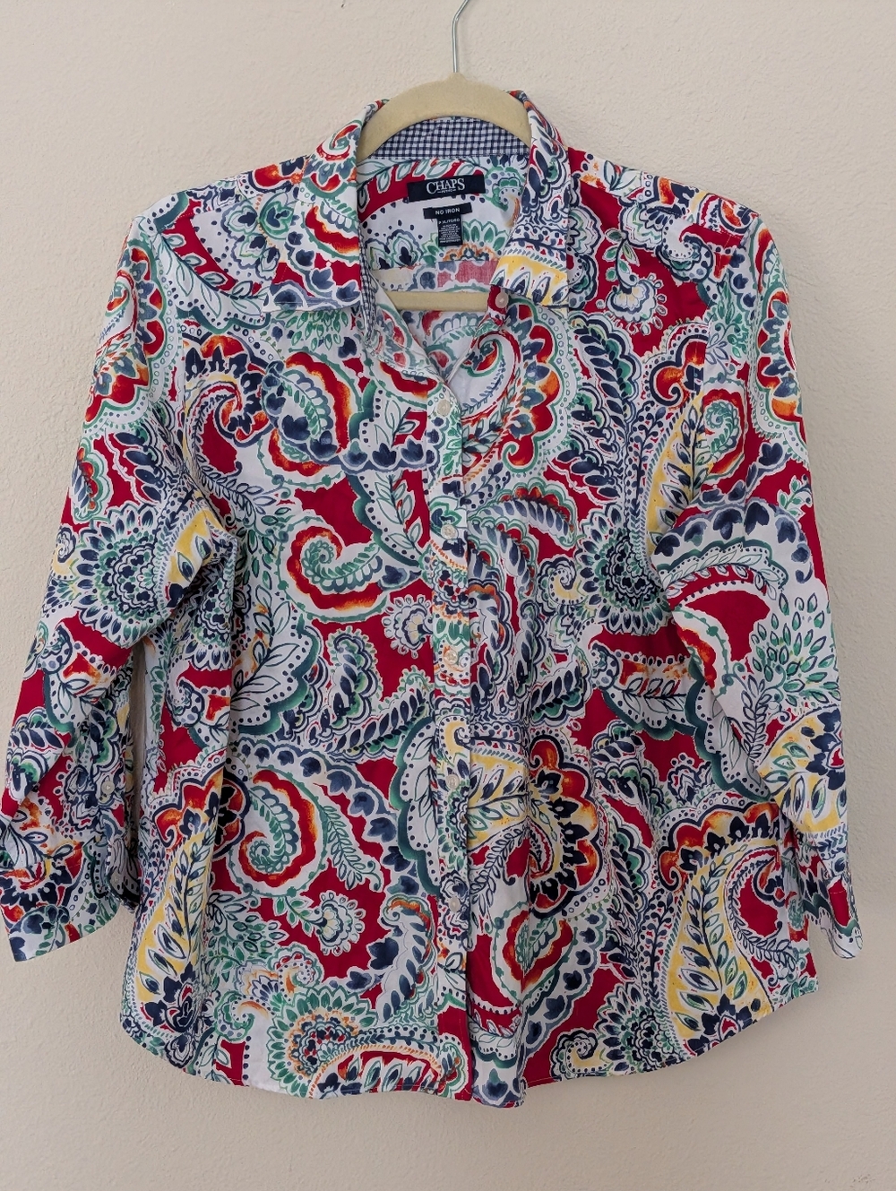 Chaps Petite No Iron Floral Button-Up Shirt Size P XL - Picture 1 of 5